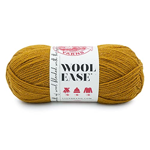 Image of Lion Brand Yarn, Wool-Ease Worsted-Weight Yarn for Knitting and Crochet, Arrowwood, 1 Pack, Soft Wool Blend Fiber for Blankets, Scarves, and Hats