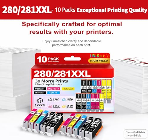 Image of PGI-280XXL /CLI-281XXL Compatible Ink Cartridge Replacement for Canon Printer Ink 280 & 281 Cartridge for Canon PIXMA TR8620 TR8520 TR8600 TR8500 TR7520 TS6320 TS6220 TS6120 (10)