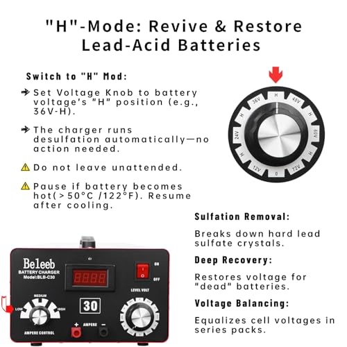 Image of Multi-Voltage 48V Battery Charger: 12V-72V Lead-Acid Lithium LFP