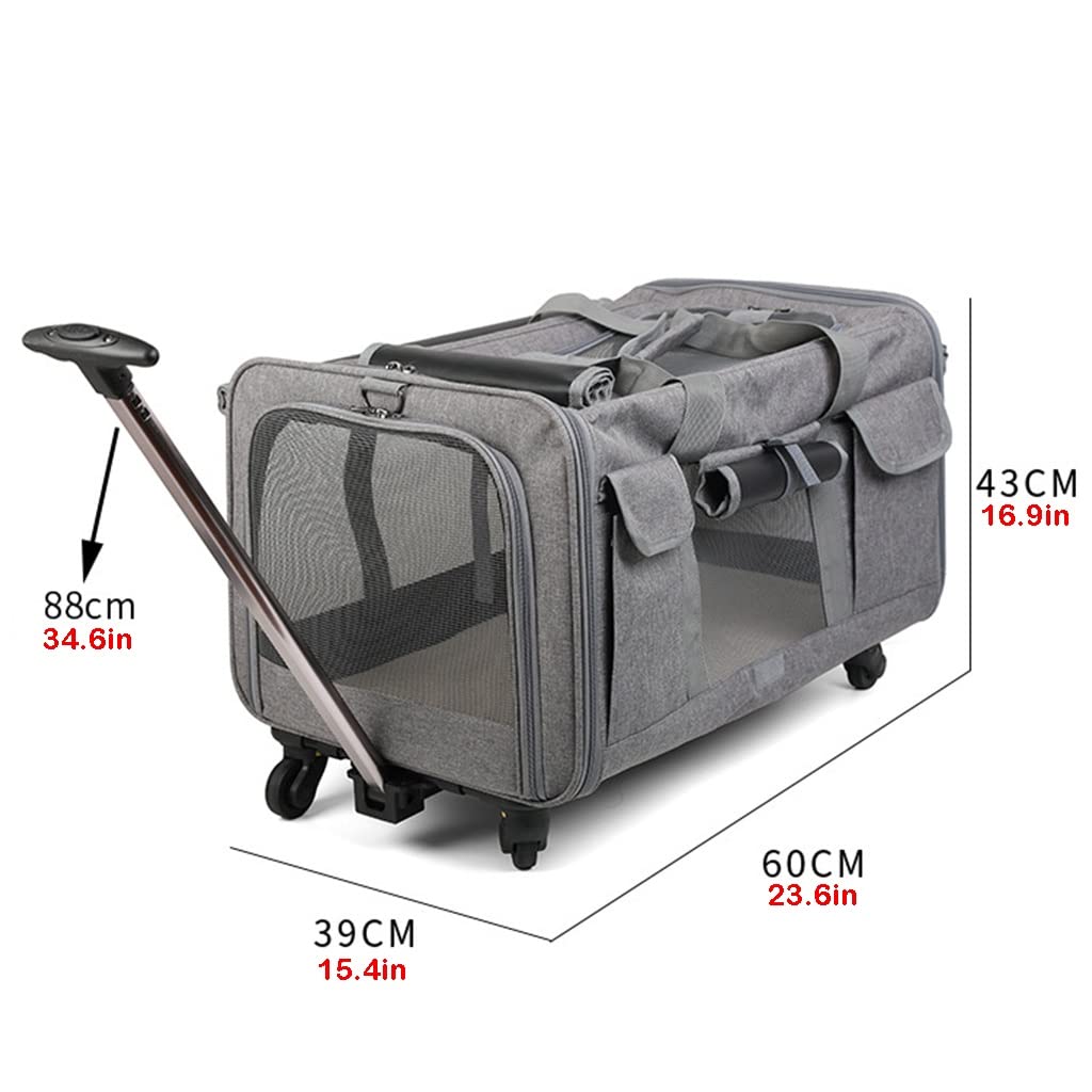 Caisse de Transport Pliable pour Grand Chat avec Roues détachables et Sac de Porte-Chien Respirant - idéal pour Voyager avec Vos Animaux de Compagnie!