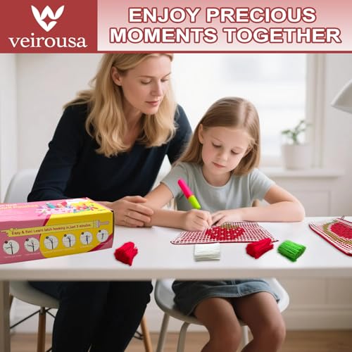 Image of veirousa Strawberry & Watermelon Latch Hook Pencil Case Kit for Adults Beginners, Flully Fruit DIY Craft Pencil Pouch for Girls Boys 2 Pack Set