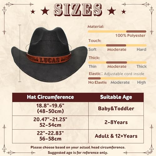 Personalized Cowboy Hat for Toddler Boys Girls, Western Hat for Kids Men Women, Custom Leather Patch Baby Cowgirl Hat2