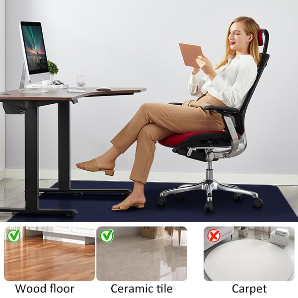 Image of Office Chair Mat for Hardwood Floor&Tile,55 inchx35 inch Anti-Slip Desk Chair Mat,Low-Pile Chair Mat,Multi-Purpose Hardwood Floor Protector for Office,Home (Navy Blue, 35 * 55IN)