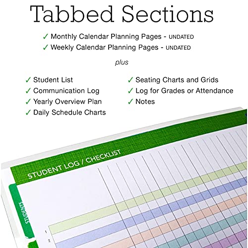 Elan Publishing Company Deluxe Undated Teacher Planner: 8.5X11 Includes 7 Periods, Page Tabs, Bookmark, Planning Stickers, Pocket Folder Daily Weekly Monthly Planner Yearly Agenda (World Map) #TOP4