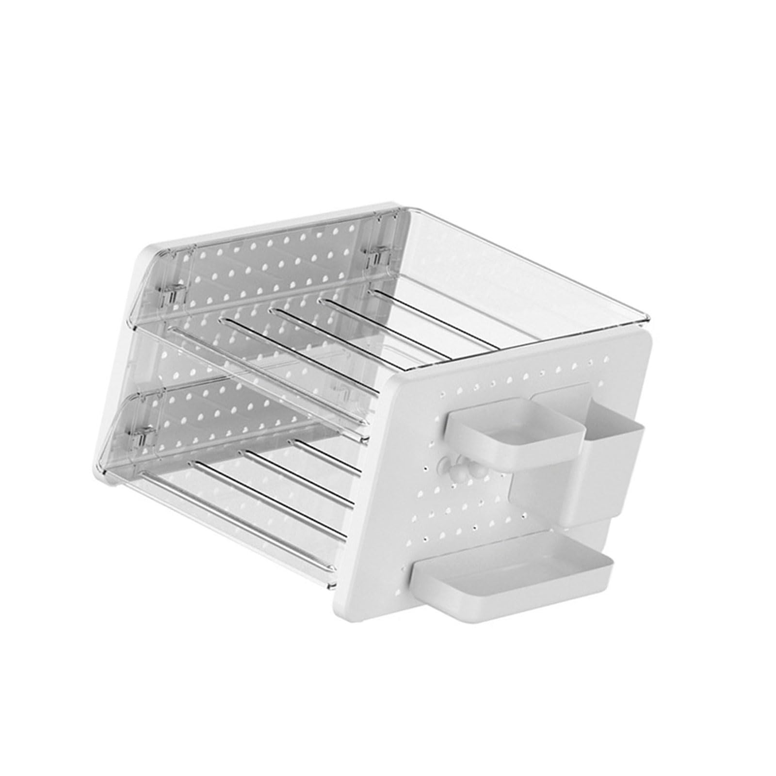 Kalttoy Multifunctional Desktop Organizers 2/3 Tiered File Tray Stackable Paper Letter Tray Organizers with Pen Cup and Pegboard Pegboard Shelf