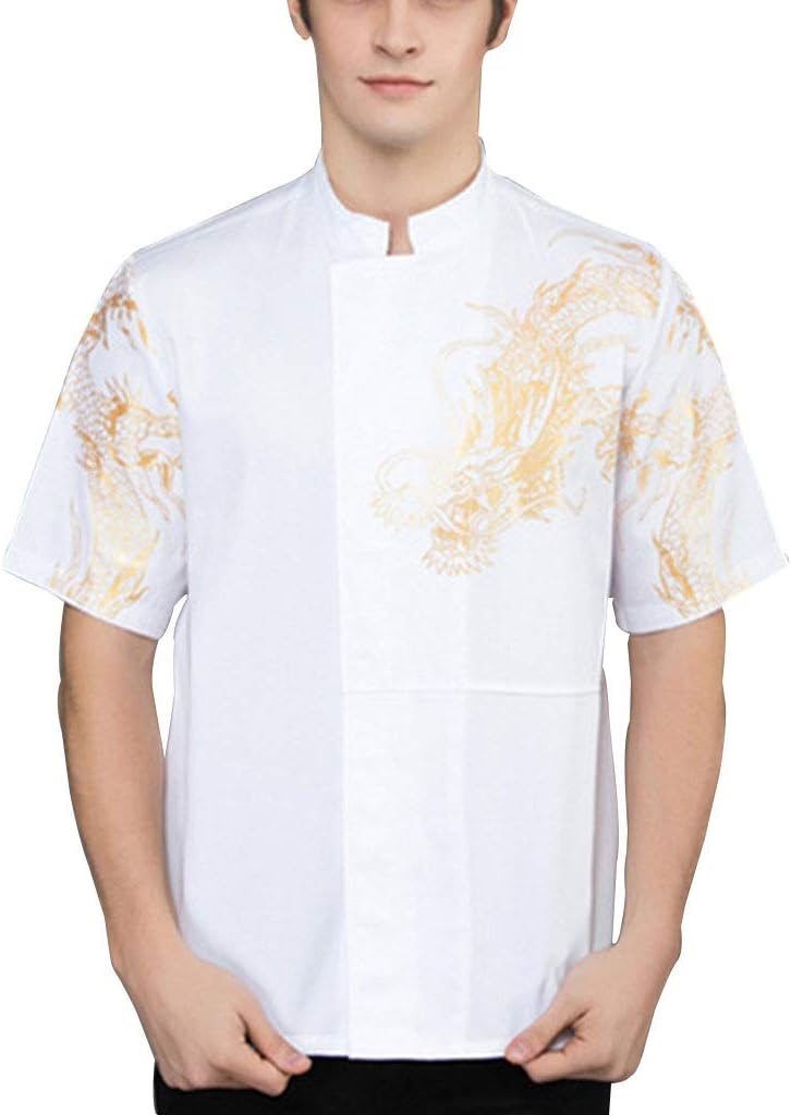 Unisex Chef Coat Men's Short Sleeve Restaurant Kitchen Cooking Chef Uniform