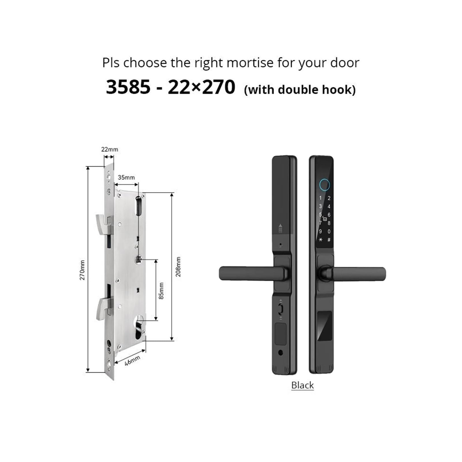 cerradura inteligente, Cerradura De Puerta Corrediza Aluminio Con Tarjeta Contraseña Y Huella Dactilar, Resistente Al Agua, Aplicación Wifi, For Exteriores, Función Tirar Empujar(B-3585 Sliding-Long)