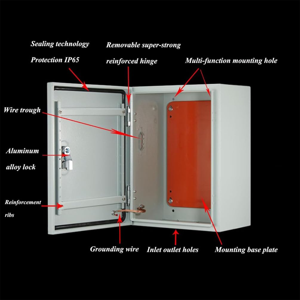 Edelstahl Wasserdichter Schaltschrank Innen Außenwandmontierter Anschlusskasten Rostfreier Technikkasten Einfacher Zugang Eingebaute Isoliermontageplatte,400 * 200 * 500mm