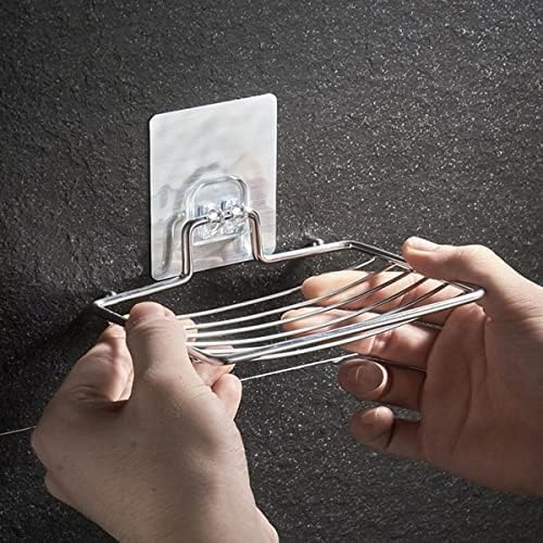 Image of Wall Mounted Stainless Steel Bathroom Soap Rack | Strong Self-Adhesive Shower Organizer for Soap & Toiletries | Rustproof Storage Rack for Kitchen, Washroom & Toilet, No Drilling - Pack of 2