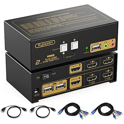 Rybozen HDMI KVM Switch de Pantalla Extendida Cover