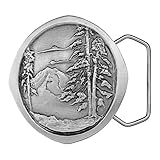 Indiana Metal Craft Mountain View Pines Pewter Belt Buckle - Made in USA