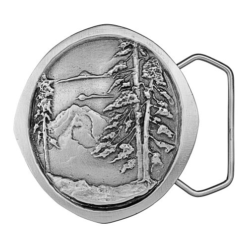 Indiana Metal Craft Mountain View Pines Pewter Belt Buckle - Made in USA