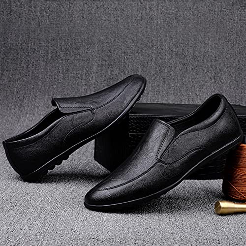 Men's Loafers Simple Lightweight Venetian Loafers Leather Flat Heel Lightweight Anti-Slip Walking Slip On3
