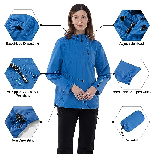 Image of Outdoor Ventures Packable Rain Jacket Women Waterproof Raincoat with Hood