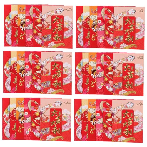 WOONEKY 36 Piezas Sobres Rojos Año del Serpiente Diseño Caricatura Bolsa Dinero Año Chino Paquete Tradicional para Regalos Festival