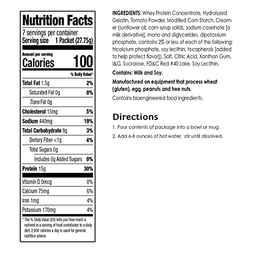 BariWise Protein Soup Mix, Cream of Tomato, 15 Protein, Gluten Free (7ct)