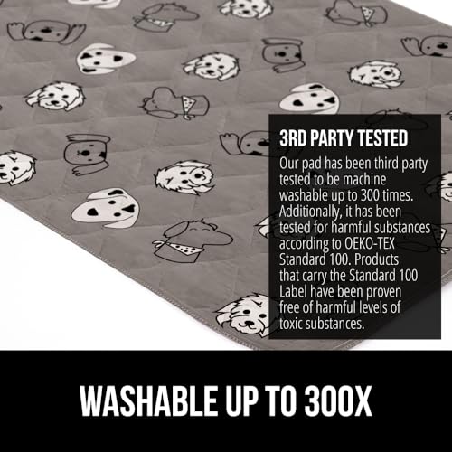 Image of GORILLA GRIP Washable Puppy Pads, 46x28, Slip Resistant Dog Crate Mat, Waterproof Cloth Pee Pad for Training Puppies in Playpen, Reusable Pet Incontinence Blanket, Protects Sofa, Dog Faces