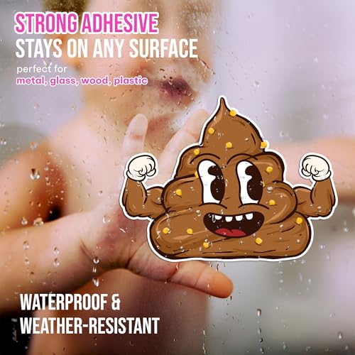 Image of 3PCS Potty Training Sticker for Kids | Funny Poop Emoji Sticker, Waterproof Vinyl Decals for Notebook, Water Bottles, Scrapbooking, Potty Training
