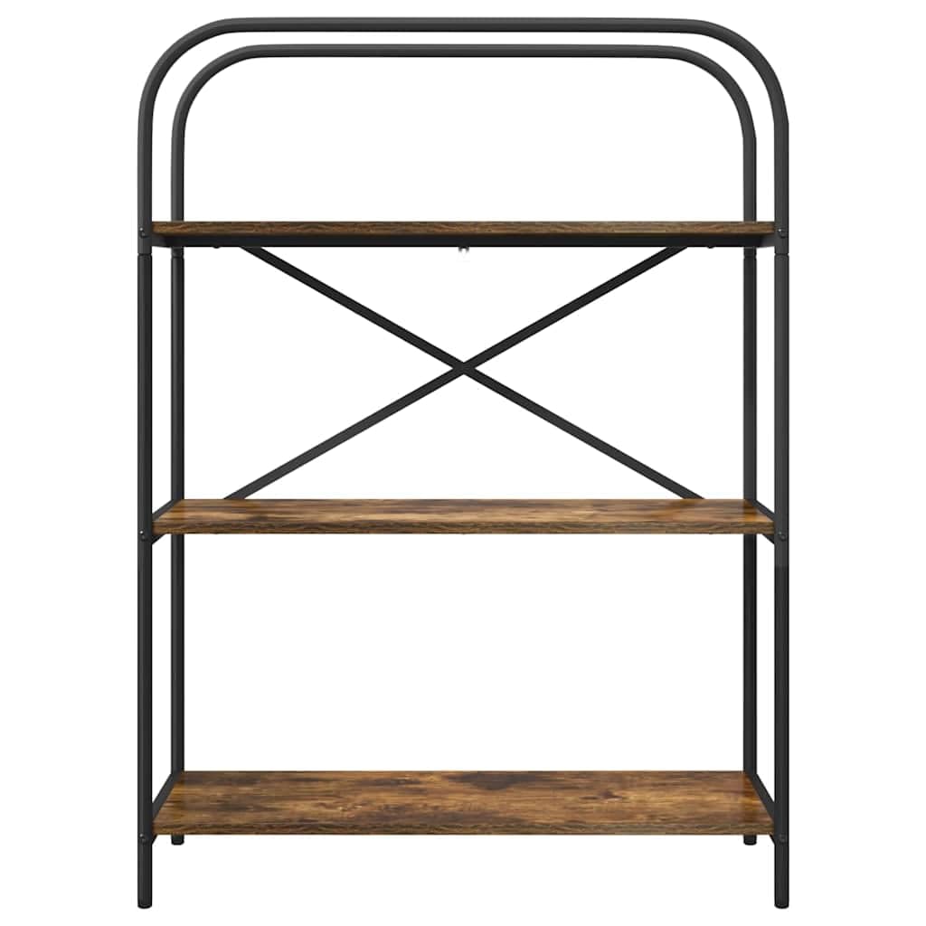 Libreria a 3 Ripiani 80x30x109 cm Legno Multistrato Rovere Fumé | Scaffale versatile per soggiorno e ufficio con gambe in acciaio nero e finitura rovere fumé dall'aspetto elegante.