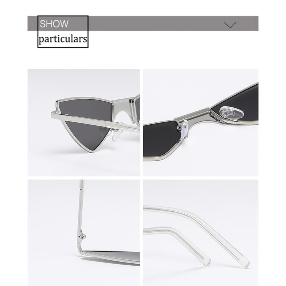 Damskie okulary przeciwsłoneczne Cat Eye, kolorowe, małe, aluminiowe, dla kobiet i mężczyzn, okulary przeciwsłoneczne UV400, C6, srebrne, żółte