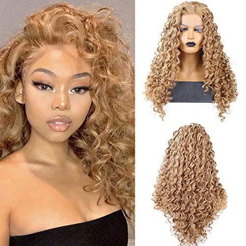 Imeya Long Curly Wig For Black Women Ash Blonde Wavy Wig 22