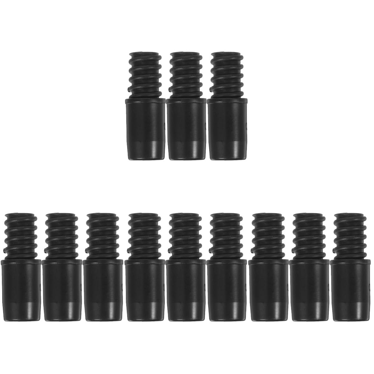 SEWOART 12 Pcs Mop Head Broom Handle Threaded End Pole Adapter for Broom Push Broom Handle Household Cleaning Tools Threaded Handle Tips Handle Tips for Broom Poles Connector Black Plastic