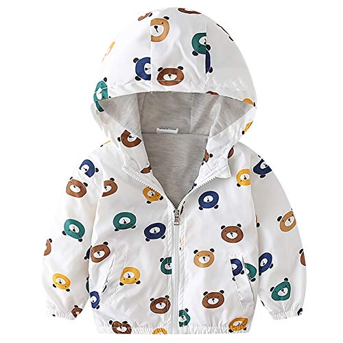 IWEMEK Toddler Baby Boys Cartoon Dinosaur Print Hooded Jacket Long Sleeve Windproof Coats Zip Up Trench Windbreaker Outerwear