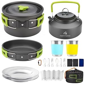 Camping Cookware Set – 19-Piece Lightweight Backpacking Cookware with Pots, Pans, Utensils – Compact Outdoor Cooking Kit for Camping, Hiking, Backpacking & Survival