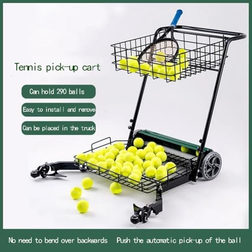 Raccoglitore automatico di palline da tennis, contiene 290 palline, facile da raccogliere con manico, ideale per campi da tennis e palestre