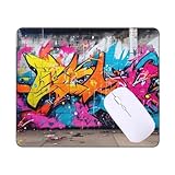 Mousepad Bunte Graffiti Mauspad Kleine 29 x 24 x 0.3 cm, mit Rutschfester Gummiunterseite, Wasserdichtes Mouse Pad, Mini Gaming Mauspad für Damen, Herren, Kabellose Maus Laptop Büro Zuhause T-653