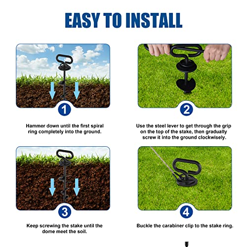 Image of Eurmax USA Heavy-Duty Dog Tie Out Stakes Easy Installation Yard Dog Leash Anchor Dog Stake for Outside Portable Camping Dog Ground Anchor Dog Anchor for Large Dogs,Trampoline,2-Pack(Black)