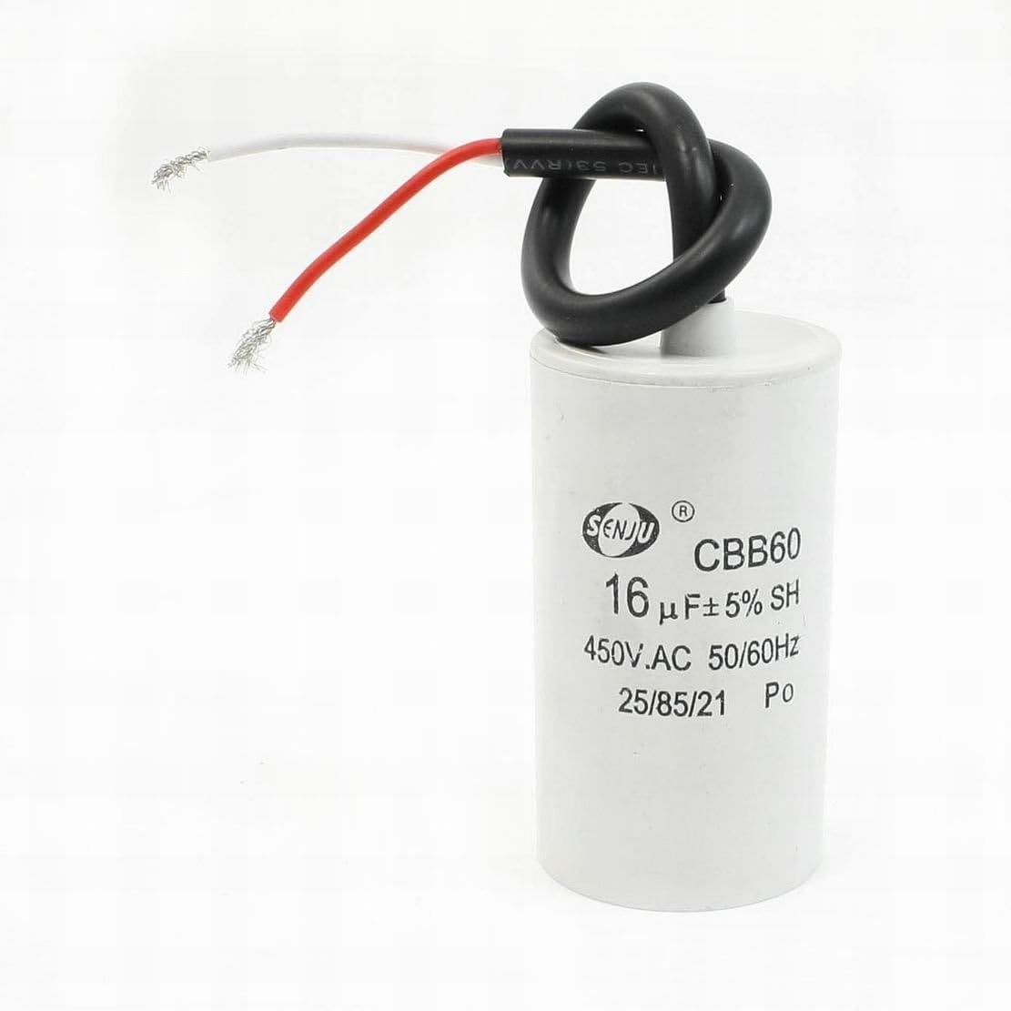 Cbb60 Motor Capacitor capacitance 16Uf, 450Vac, Frequency 50/60Hz, Temperature Coefficient 25/85/21