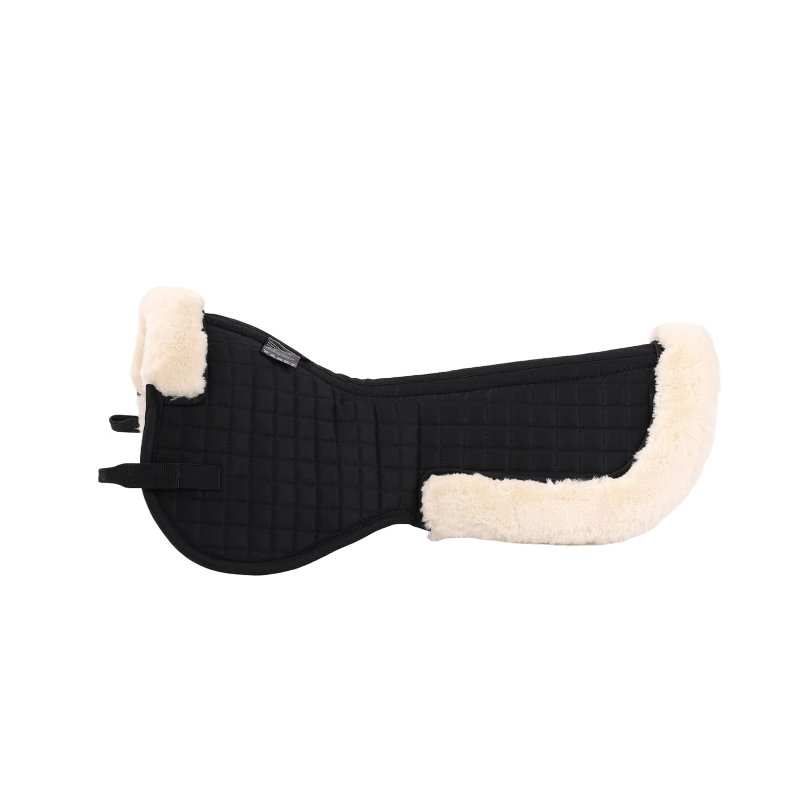 Tapis de selle anglais en coton synthétique avec dos transparent pour équitation - Absorption des chocs - Antidérapant - Respirant - Lavable en machine - Noir/naturel - Taille L