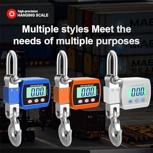 Heavy Duty Portable Digital Crane Scale, 500Kg/300Kg LCD Backlight Hanging Scale, Unit Change & Zero Function for Construction, Travel, Fishing & Industrial Use