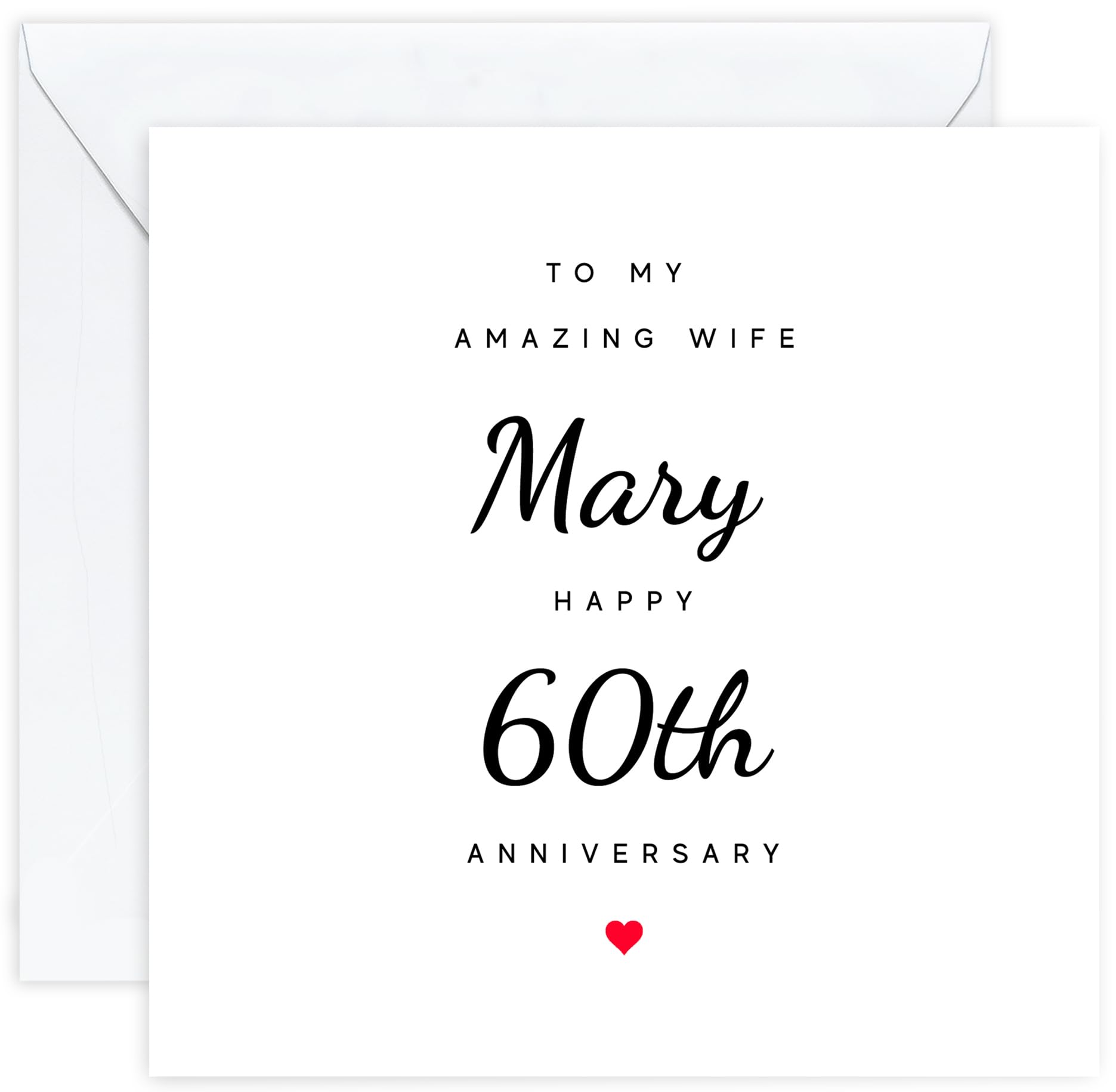 Personalised 60th Anniversary Card Wife – Romantic Custom Name Card | Sixtieth Wedding Anniversary Card for Her | 60 Year Anniversary Card for Wife | Keepsake Card from Husband