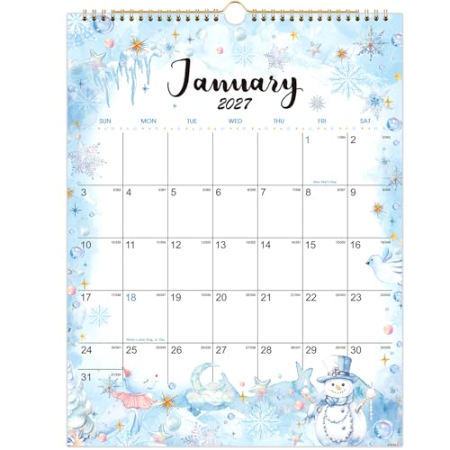 Calendario de pared 2027 mensual con bloques en blanco ideal para organizar el hogar y la cocina