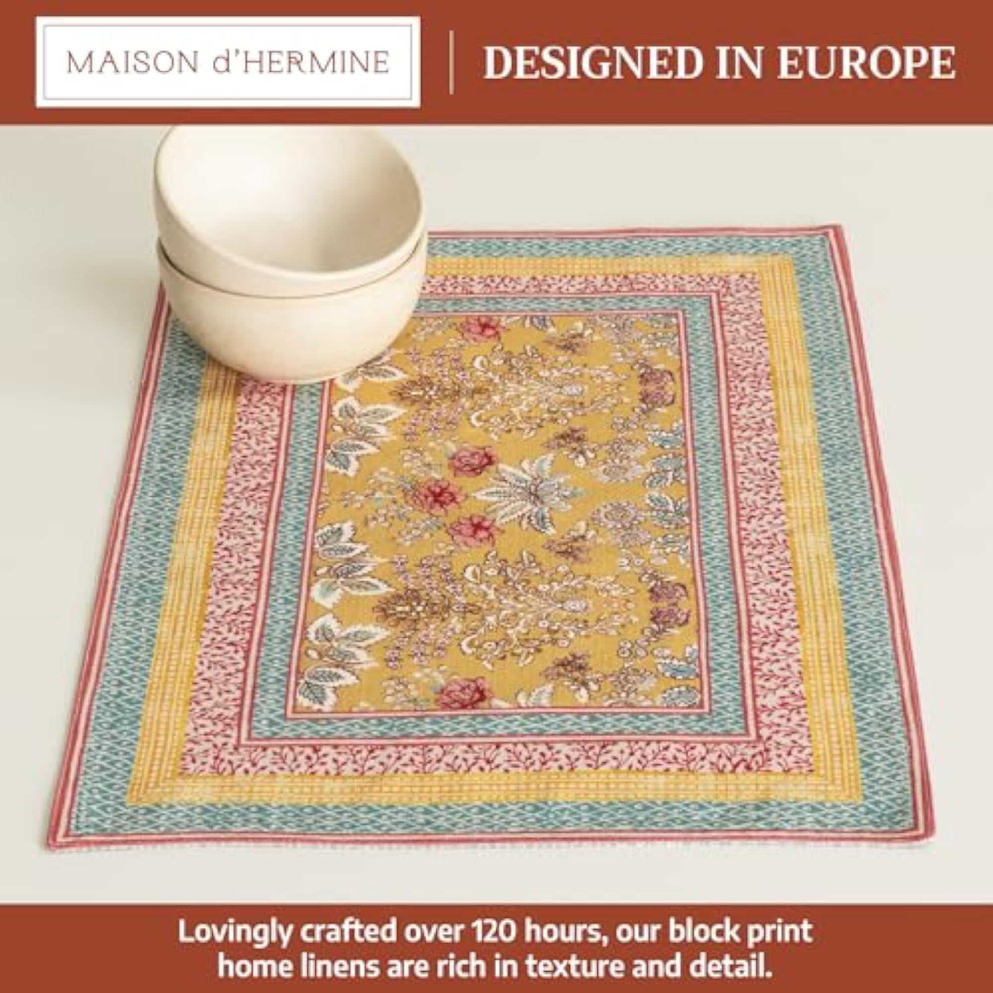 Reusable 100% Cotton Placemats Set of 4