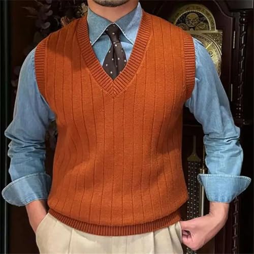 Men's British Style Pullover Sweater Vest Fashionable Knitted Korean Version V-Neck Slim Fit Sweater Vest2