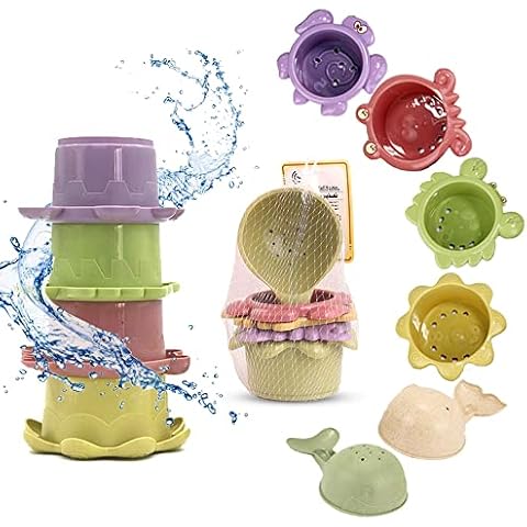 Baby Stacking Cups Plastic Cups Toddler Bath Toys Stack Cup Baby Toy Activity Nesting Cup 6 Set Cover