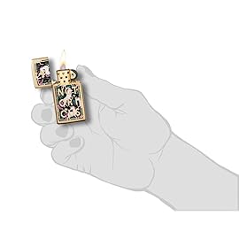 Zippo Notorious Unicorn Design Pocket Lighter, Slim High Polish Brass, One Size