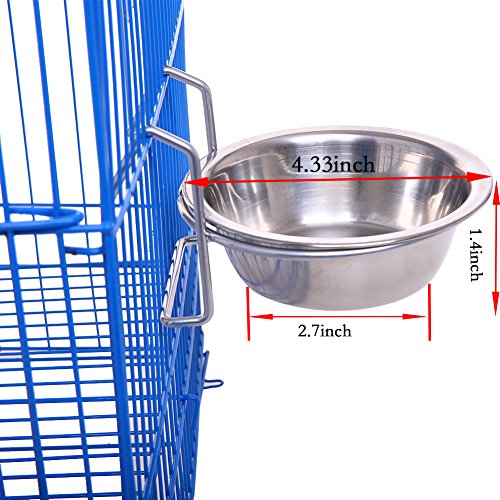Image of QBLEEV Stainless Steel Birdcage Feeder Bowls for Hamster Cage, 150ml, 5 oz