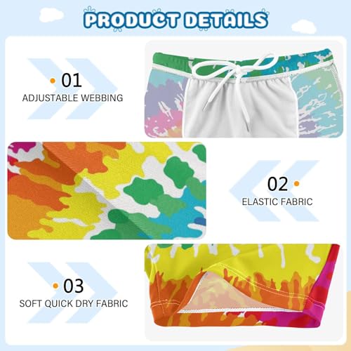 ALAZA Tie Dye Rainbow Boys Swim Trunks Toddler Swimwear Kids Swim Shorts Bathing Suit Swimsuit3