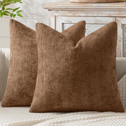 Image of MIULEE Decorative Couch Throw Pillow Covers 22x22 in Golden Brown 2 Pack