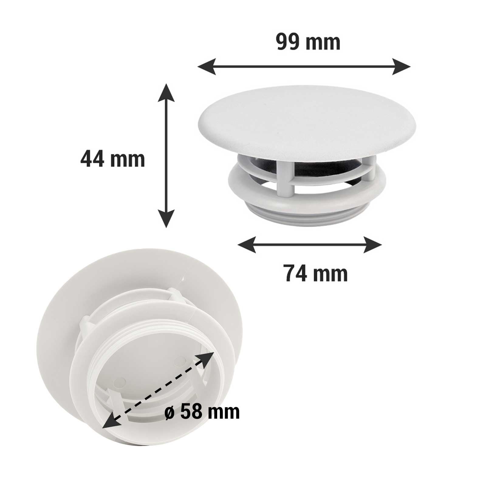 Tapa de chimenea de escape apta para chimeneas Truma®
