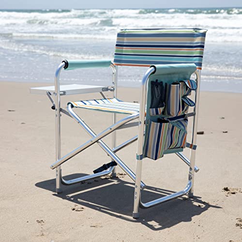 Oniva - A Picnic Time Brand - Sports Chair With Side Table, Beach Chair, Camp Chair For Adults, (St. Tropez) #TOP1