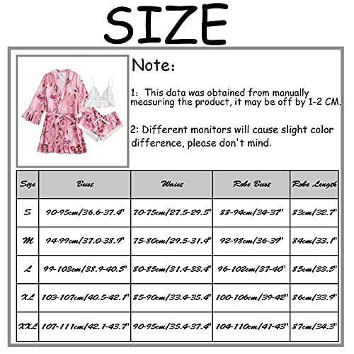 Rtrde Sexy Lingerie For Women Naughty Sex/Play, Pink Pjs Babydoll Lingerie Set With Robe Plus Size 3-Piece Garter Lingerie Set Robes Lace Bodysuit Deep-V Neck Underwear Lingerie (Xxl, Hot Pink) #TOP7