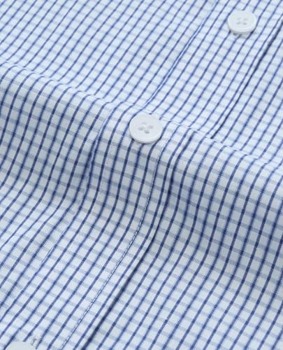 DEMEANOR Men's Plaid Button Down Shirts Cotton Long Sleeve Dress Shirt Regular Fit Wrinkle Free Business Casual Gingham Tops4