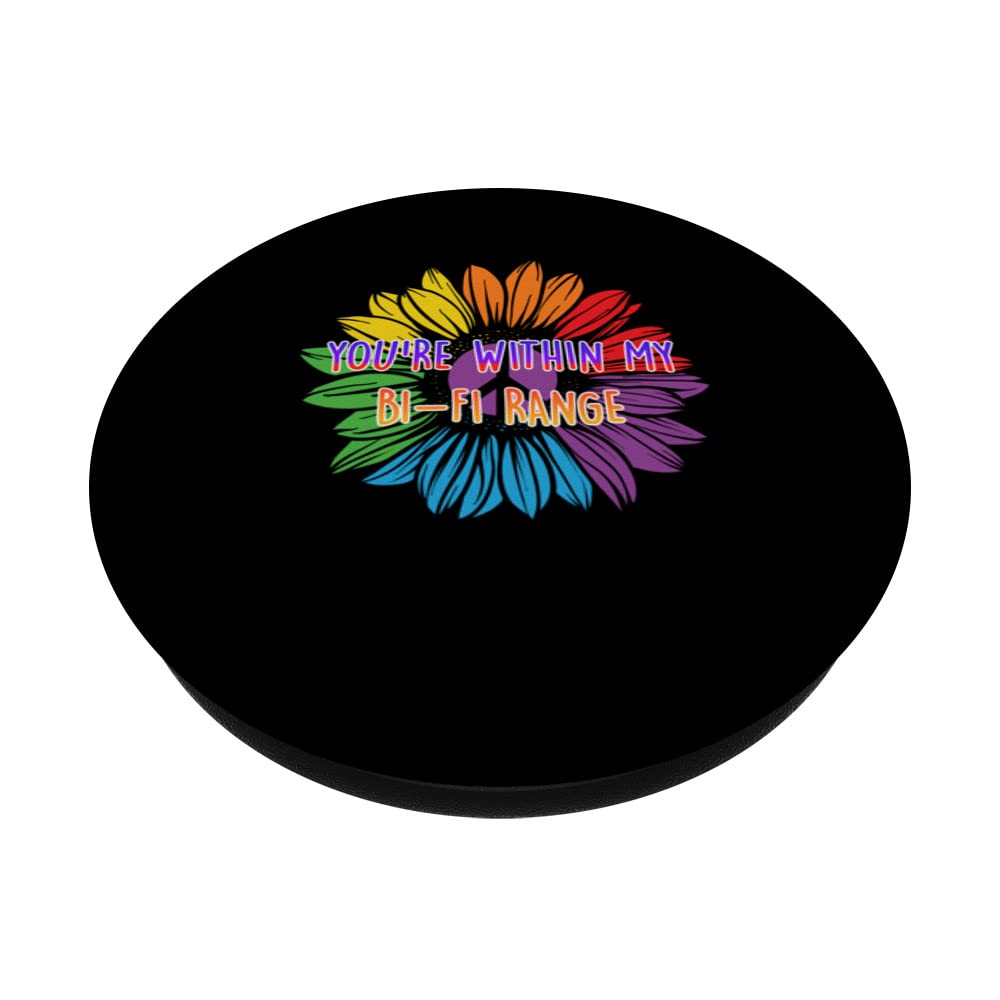 Youre within My Bi Fi Range Bisexual LGBTQ Bi Pride LGBT Gay PopSockets Swappable PopGrip, Black - Image 2