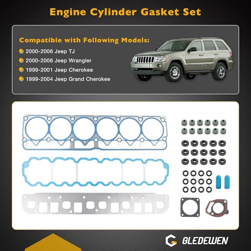 Image of Engine Cylinder Headgasket Set with Valve Cover Gasket, Compatible with 2000-2006 Jeep TJ Wrangler, 99-01 Jeep Cherokee, 99-04 Jeep Grand Cherokee, Replace# HS26211PT MS93094 VS50458R