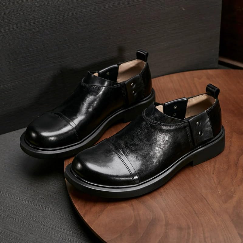 Men's Slip On Dress Loafers Formal Shoes Business Classic Genuine Leather Upper Men's Rubber Soft Sole Breathable Lining Lightweight Shoes4